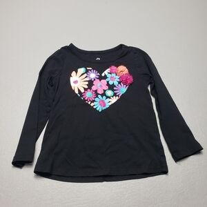 toddler girls okie dokie black long sleeve shirt with flowers size 3T